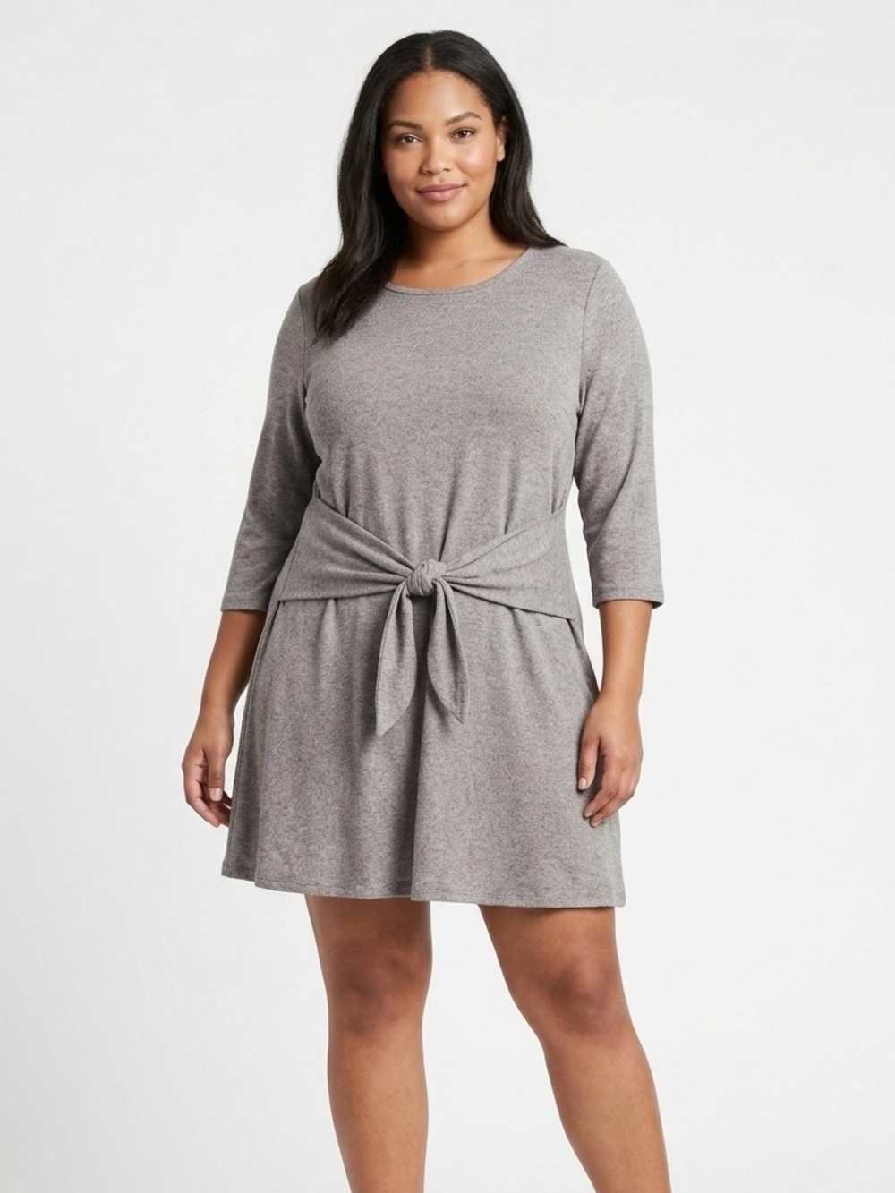 Ana, Gray Knot-Front Dress - XL